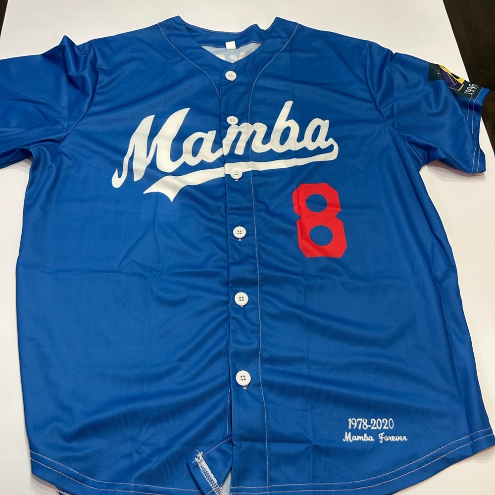 Blue Kobe Bryant “Mamba” Baseball Jersey 8+24